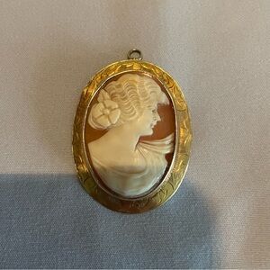Victorian Shell Cameo Pin & Necklace